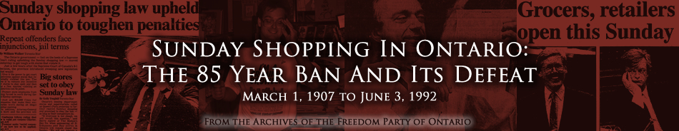 History of the Sunday Shopping Ban in Ontario